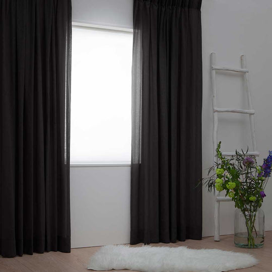 Linnen Transparante Gordijnen - Zwart 50