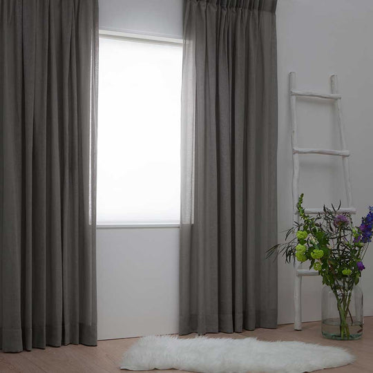 Linnen Transparante Gordijnen - Licht Grijs 77