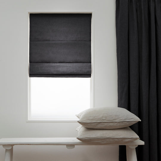 Linnen Vouwgordijnen - Antraciet 168