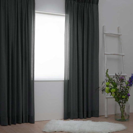 Linnen Transparante Gordijnen - Donker Grijs 78