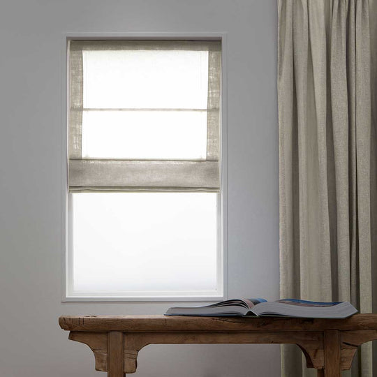 Linnen Transparante Vouwgordijnen - Zand 71