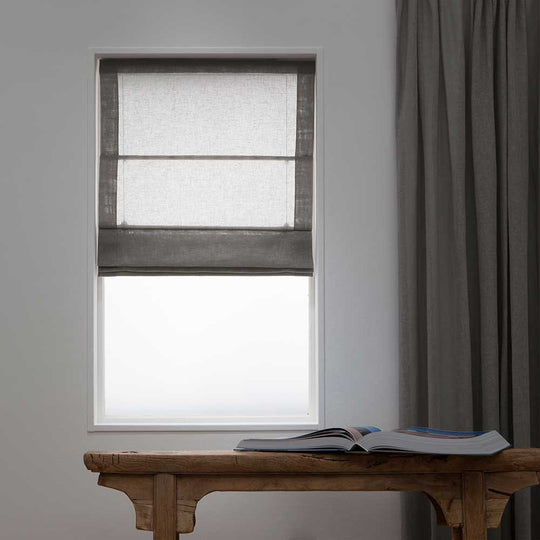 Linnen Transparante Vouwgordijnen - Licht Grijs 77