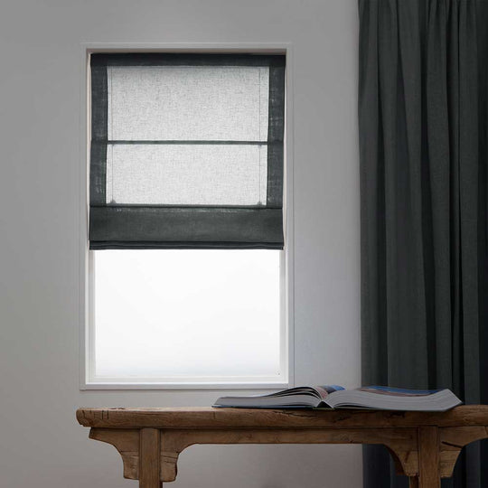 Linnen Transparante Vouwgordijnen - Donker Grijs 78