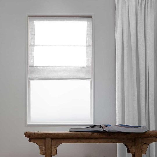 Linnen Transparante Vouwgordijnen - Wit 90