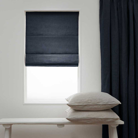 Linnen Vouwgordijnen - Donker Blauw 108