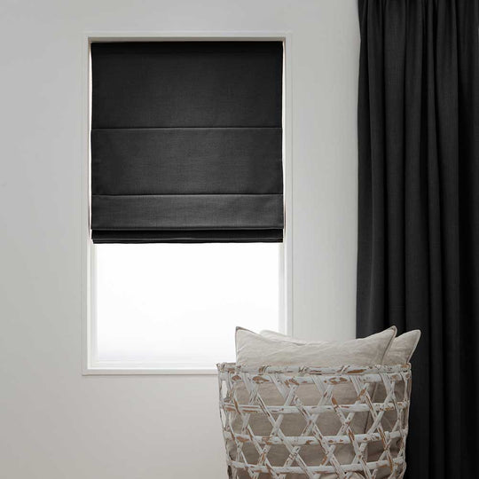 Linnenlook Vouwgordijnen - Zwart 50