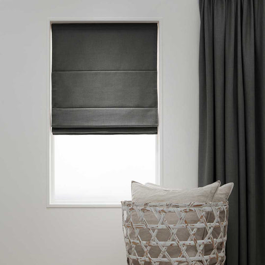 Linnenlook Vouwgordijnen - Antraciet 78